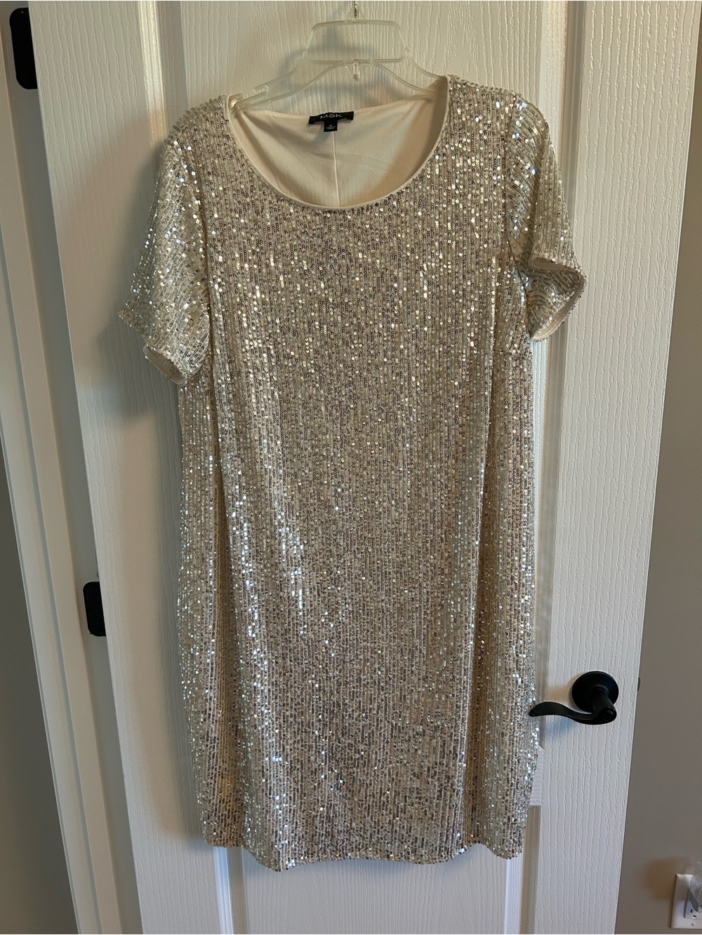 MSK Silver Sequin Short Sleeve Mini Dress